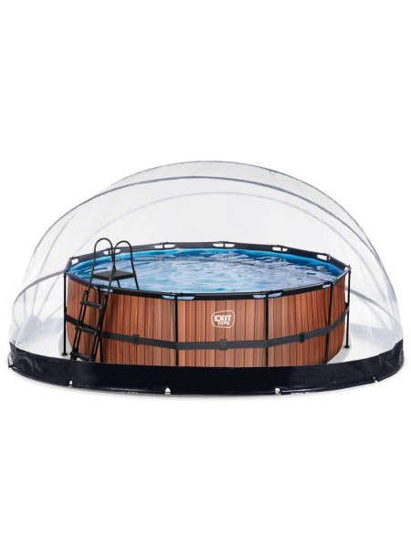 Басейн EXIT 427х122 см з накриттям і тепловим насосом "Дерево"